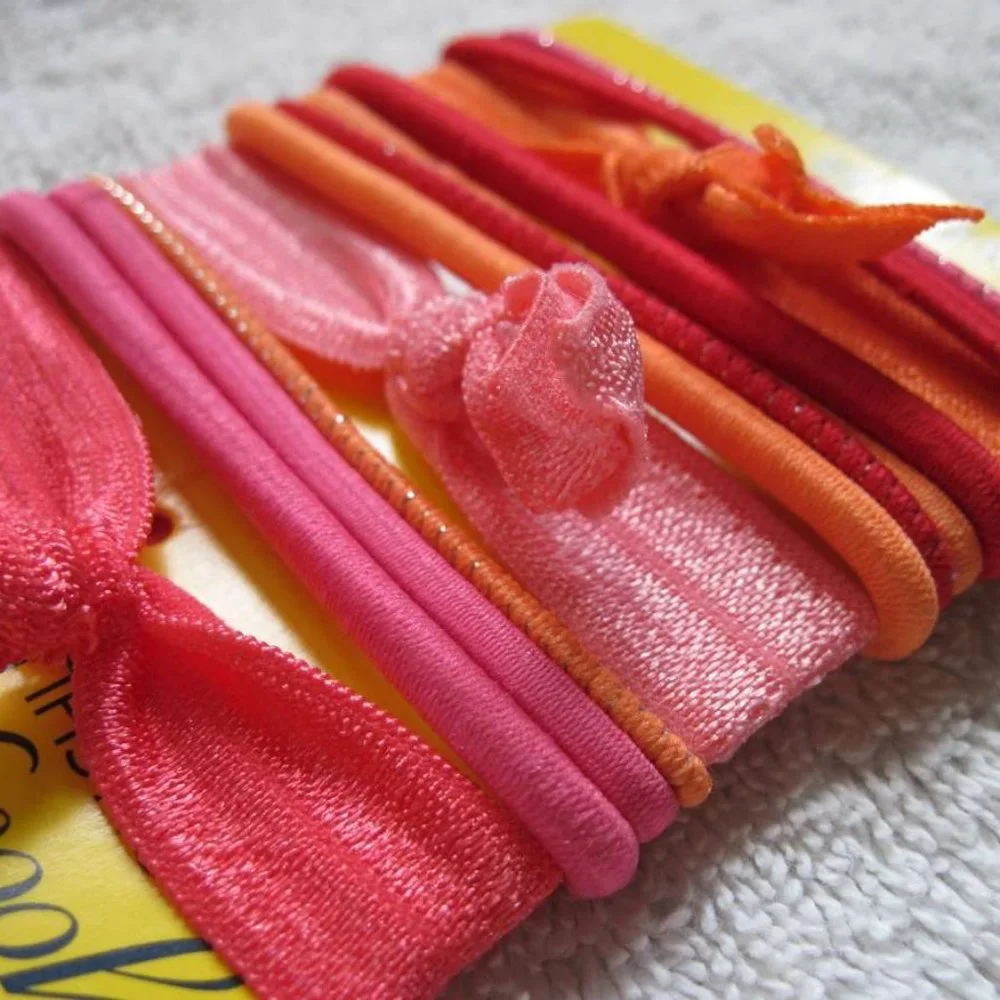 13 Goody Ouchless Star Style Pink Orange Hair Bands Variety Ribbon Elastics Pin